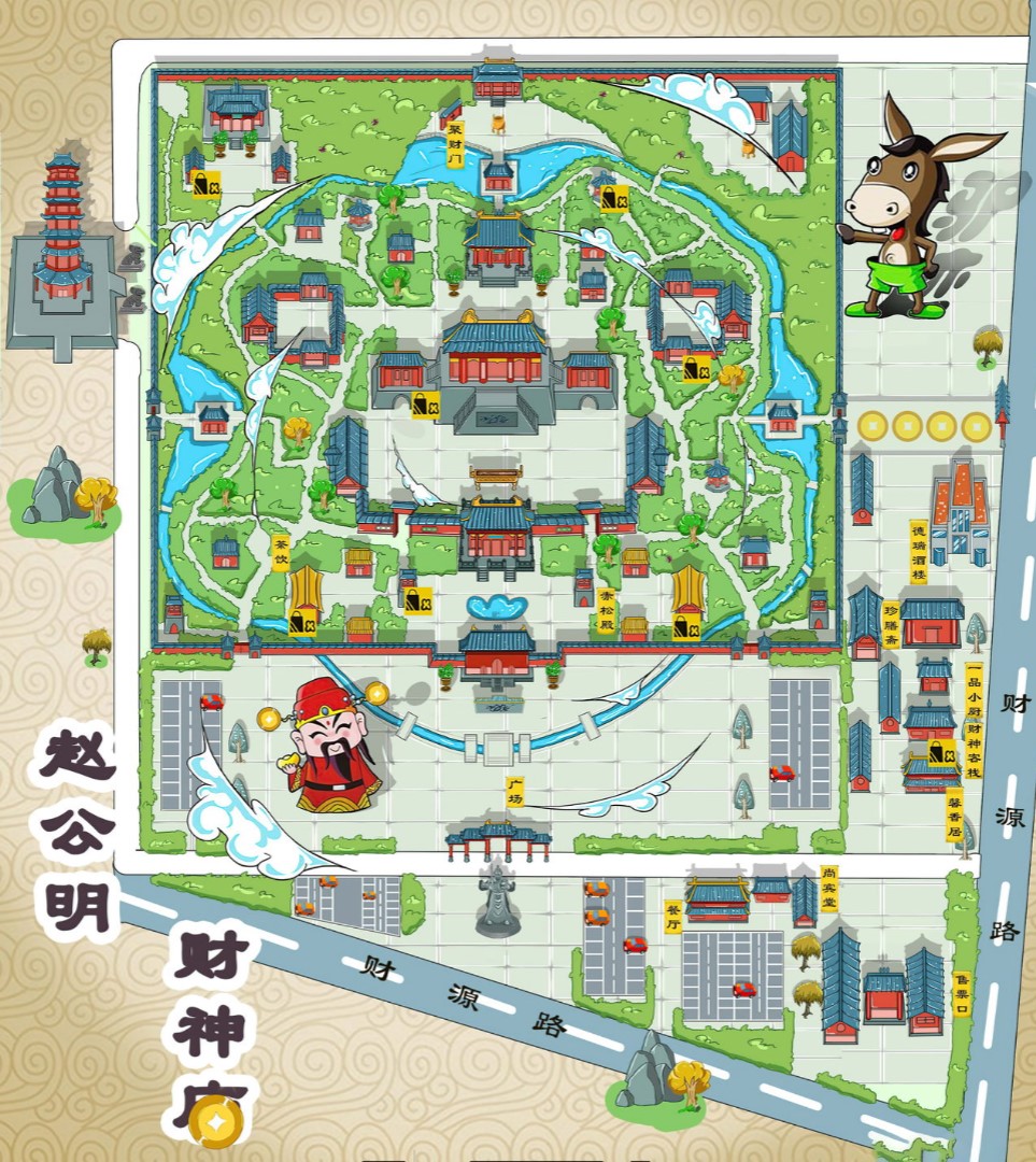 南通寺庙类手绘地图